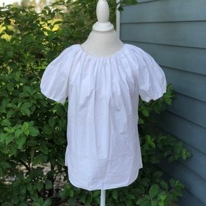 ADAM LIPPES puff bubble sleeve shirt sleeve white cotton blouse zipper back